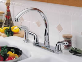 Delta Waterfall Two Handle Kitchen Faucet With Spray